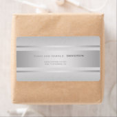 Silver Stripes Grijs Textuur Custom Monogram Etiket (Insitu)
