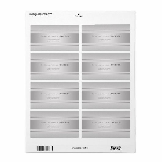 Silver Stripes Grijs Textuur Custom Monogram Etiket (Full Sheet)