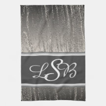 Silver Stripes Liquid Metal Elegant Monogram