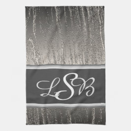 Silver Stripes Liquid Metal Elegant Monogram Theedoek