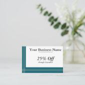 Silver Stripes on Teal Borders Generic Discount Visitekaartje (Staand voorkant)
