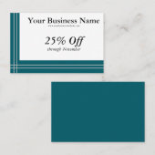 Silver Stripes on Teal Borders Generic Discount Visitekaartje (Voorkant / Achterkant)