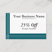 Silver Stripes on Teal Borders Generic Discount Visitekaartje (Voorkant)