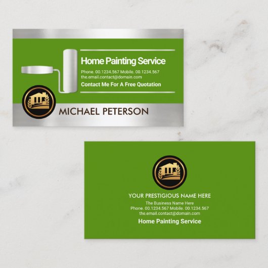 Silver Stripes Roller Paint Home Painter Visitekaartje (Voorkant / Achterkant)
