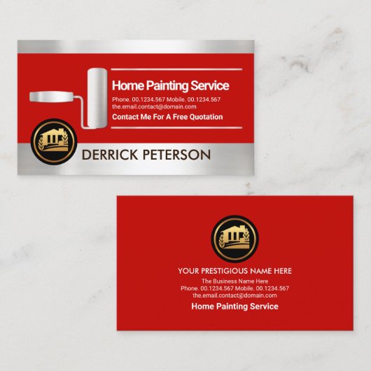 Silver Stripes Roller Paint Penseel verfservice Visitekaartje (Voorkant / Achterkant)