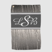 Silver Stripes Vertical Liquid Metal Monogram Golfhanddoek (Voorkant)