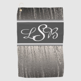Silver Stripes Vertical Liquid Metal Monogram Golfhanddoek