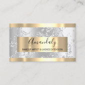 Silver Strokes Marble Beauty Shop Grey Gray Visitekaartje (Voorkant)