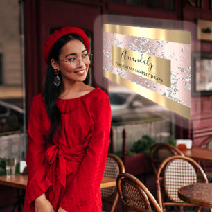 Silver Strokes Marble Beauty Shop Roos VIP Visitekaartje