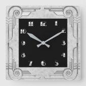 Silver Style Art Deco Square wandklok (Voorkant)