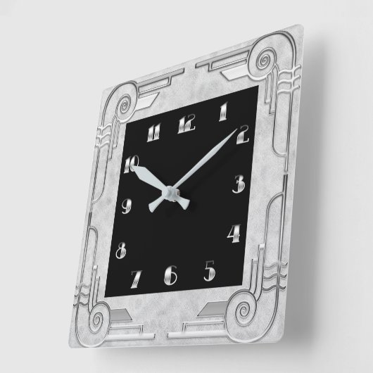 Silver Style Art Deco Square wandklok (Hoek)