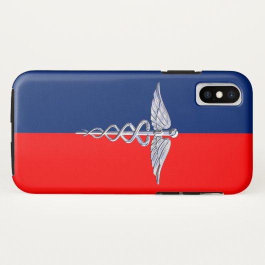 Silver Style Caduceus Medical Symbol League Case-Mate iPhone Case (Achterkant (horizontaal))