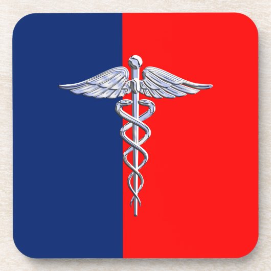 Silver Style Caduceus Medical Symbol League Drankjes Onderzetter (Voorkant)