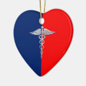 Silver Style Caduceus Medical Symbol League Keramisch Ornament (Links)
