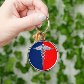 Silver Style Caduceus Medical Symbol League Sleutelhanger (Hand)