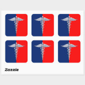 Silver Style Caduceus Medical Symbol League Vierkante Sticker (Vel)