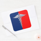Silver Style Caduceus Medical Symbol League Vierkante Sticker (Envelop)