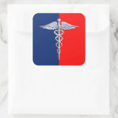 Silver Style Caduceus Medical Symbol League Vierkante Sticker (Tas)
