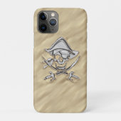 Silver Style Pirate Skull op strand Case-Mate iPhone Case (Achterkant)