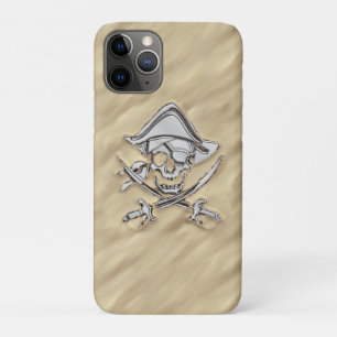 Silver Style Pirate Skull op strand iPhone 11 Pro Hoesje