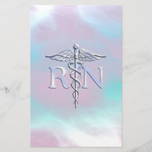 Silver Style RN Caduceus Medical Moeder Pearl Briefpapier (Voorkant)