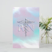 Silver Style RN Caduceus Medical Moeder Pearl Briefpapier (Staand voorkant)