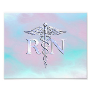 Silver Style RN Caduceus Medical Moeder Pearl Foto Afdruk