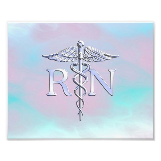Silver Style RN Caduceus Medical Moeder Pearl Foto Afdruk (Voorkant)