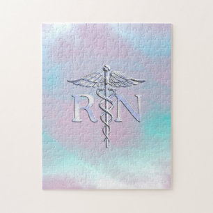 Silver Style RN Caduceus Medical Moeder Pearl Legpuzzel