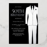 Silver Suit & Stropdas Black Mannen 50th Birthday  Folie Uitnodiging<br><div class="desc">Silver Suit & Stropdas Black Mannen 50th Birthday Party Folie Uitnodiging Bekijk andere uitnodigingen in onze niche en nestwinkel</div>