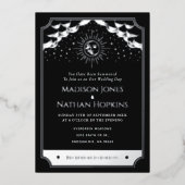 Silver Sun Moon Tarot Wedding Details Uitnodiging (Voorkant)