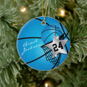 Silver Superstar Basketball   DIY-tekst   Blauw Keramisch Ornament