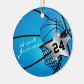 Silver Superstar Basketball | DIY-tekst | Blauw Keramisch Ornament (Links)