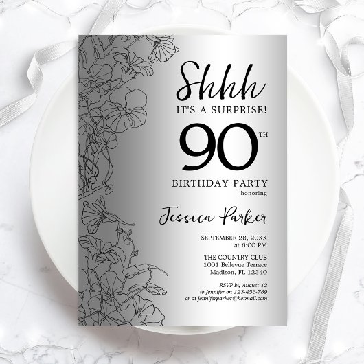 Silver Surprise 90th Birthday Kaart