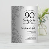 Silver Surprise 90th Birthday Party Kaart (Staand voorkant)