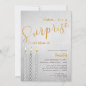 Silver Surprise Verjaardag Uitnodiging Glitter Kaa (Voorkant)