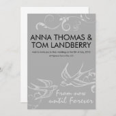 Silver Swallow Wedding Invitation Kaart (Voorkant / Achterkant)