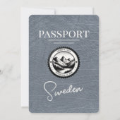 Silver Sweden Passport Uitnodiging voor bruiloft (Achterkant)