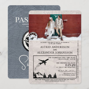 Silver Sweden Passport Uitnodiging voor bruiloft