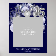 Silver Sweet 16 ballonnen Foto Prop Royal Blue