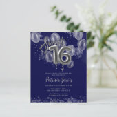 Silver Sweet 16 Bday-ballonnen (Staand voorkant)