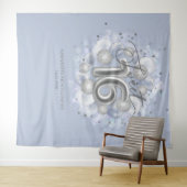 Silver Sweet 16 Bday-ballonnen Dusty Blue-achtergr Wandkleed (In Situ (horizontaal))