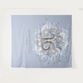 Silver Sweet 16 Bday-ballonnen Dusty Blue-achtergr Wandkleed (Voorkant (horizontaal))