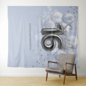 Silver Sweet 16 Bday-ballonnen Dusty Blue-achtergr Wandkleed (In Situ (horizontaal))