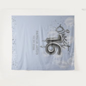 Silver Sweet 16 Bday-ballonnen Dusty Blue-backdrop Wandkleed (Voorkant (horizontaal))