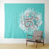 Silver Sweet 16 Bday-ballonnen Partij Blauwgroen a Wandkleed (In Situ (horizontaal))