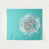 Silver Sweet 16 Bday-ballonnen Partij Blauwgroen a Wandkleed (Voorkant (horizontaal))