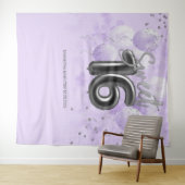 Silver Sweet 16 Bday Balloons Lavender Backdrop Wandkleed (In Situ (horizontaal))
