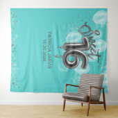 Silver Sweet 16 Bday Balloons Partij Blauwgroen ac Wandkleed (In Situ (horizontaal))