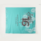 Silver Sweet 16 Bday Balloons Partij Blauwgroen ac Wandkleed (Voorkant (horizontaal))